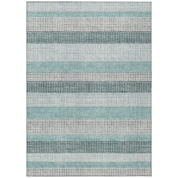 Chantille Machine Washable Indoor/Outdoor Abstract ACN2008 Teal 8 ft. x 10 ft. Area Rug