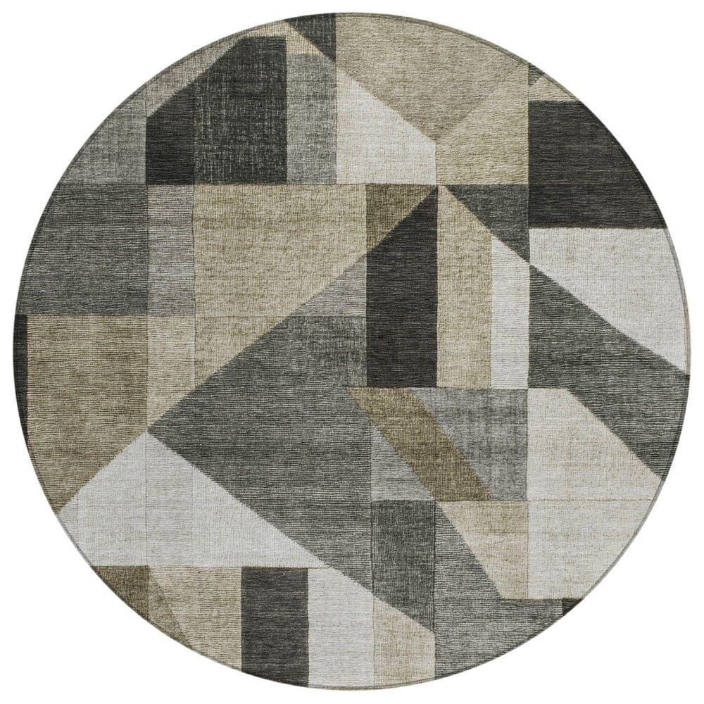 Chantille Machine Washable Indoor/Outdoor Abstract ACN2365 Pewter 8 ft. x 8 ft. Round Rug price history on PriceWatchPro