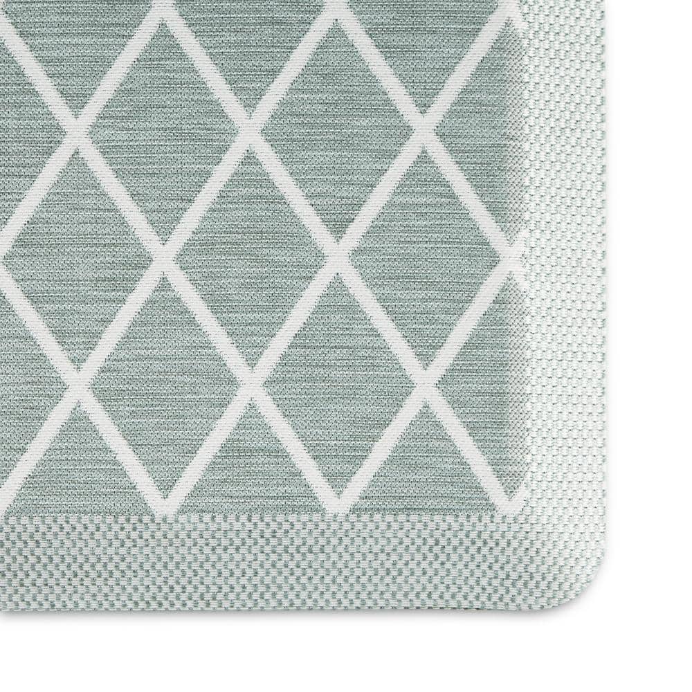 Miles Mint Green Polyester Trellis Anti-Fatigue Kitchen Mat