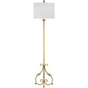 Elisa Baroque 60 in. Antique Gold Floor Lamp with Off-White Shade