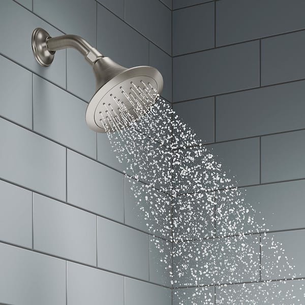 Kohler Forte 1 Spray 5 5 In Single Wall Mount Fixed Shower Head In Vibrant Brushed Nickel R102 G Bn The Home Depot