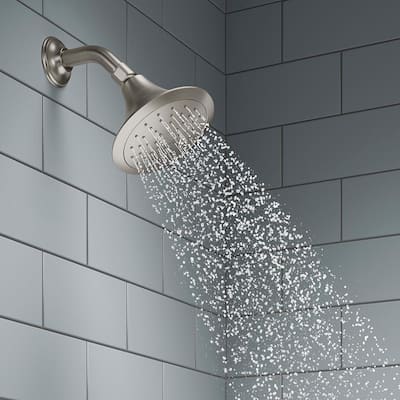 Forte 1-Spray 5.5 in. Single Wall Mount Fixed Shower Head in Vibrant Brushed Nickel