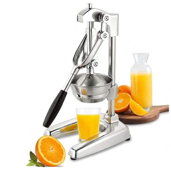 Alloy Steel Chrome Hand Press Citrus Juicer with 5- in. Stainless Steel Bowl, Ergonomic Grip & Suction Base