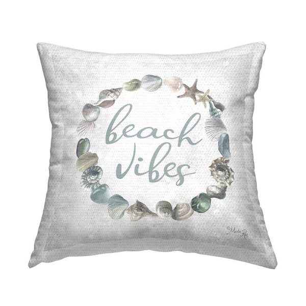 Beach Vibes Shell Wreath Outdoor Printed Throw Pillow by Marla Rae