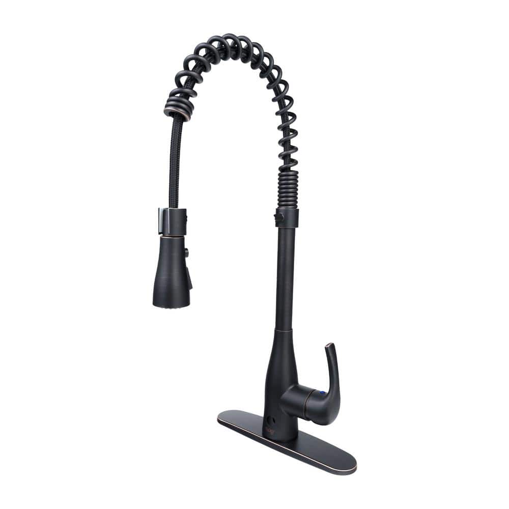 Oil-Rubbed Bronze Pull-Down Kitchen Faucet with Spring Neck