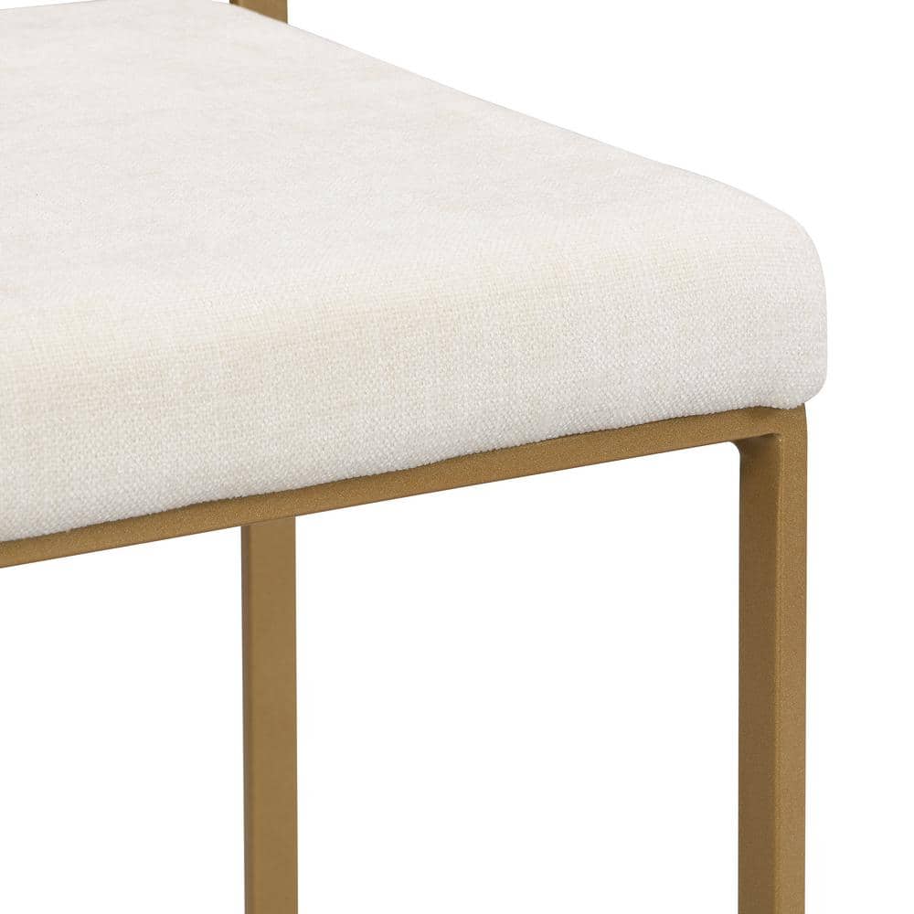 Lucien Cream Faux Leather and Gold Metal Backless Counter Stool