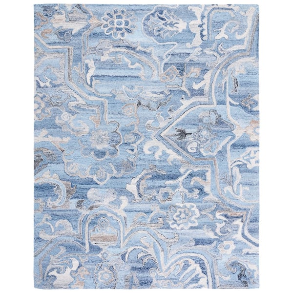 Marquee 10 ft. x 14 ft. Blue/Gray Abstract Floral Area Rug