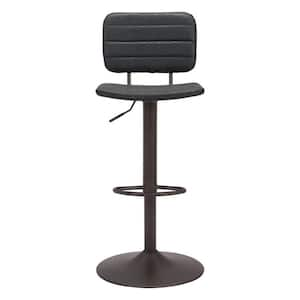 23.6 in. Black Low Back Metal Counter Height Bar Chair with Upholstery Seat