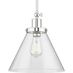 Hinton Collection 1-Light Polished Nickel Clear Seeded Glass Vintage Pendant Hanging Light