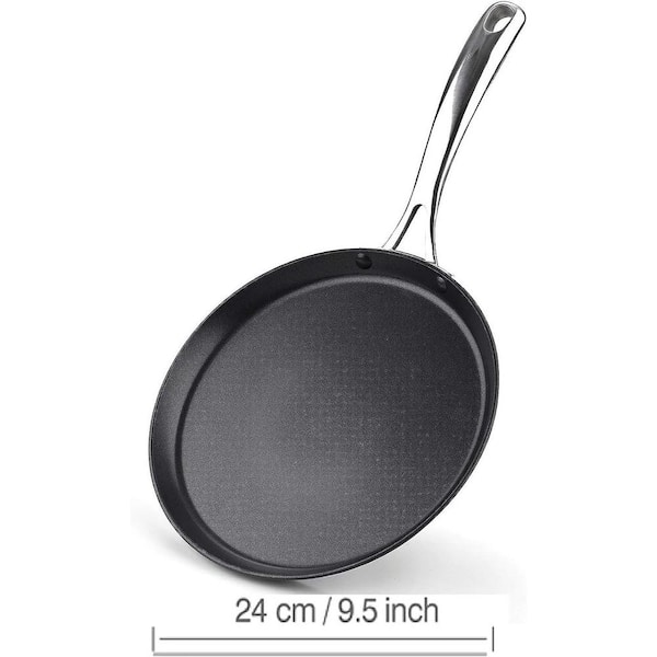 Cook N Home Professional Hard Anodized Nonstick 3 Quart 9.5 inch Saute Pan  With Lid， Stay-Cool Handles , Black 