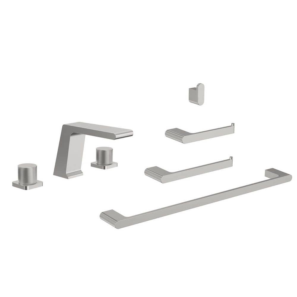 Morvix Waterfall 8 in. Widespread Double Handle Bathroom Faucet and Towel Rack Set in Brushed Nickel Drain Not Included price history on PriceWatchPro