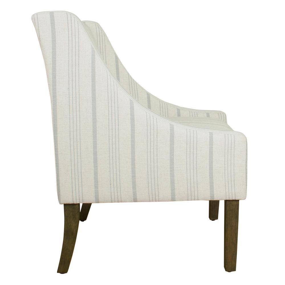 Gray Stripe Wood Frame Modern Accent Chair