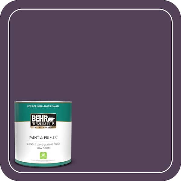 BEHR PREMIUM PLUS 1 qt. #S-H-680 Purple Bloom Semi-Gloss Enamel Low Odor Interior Paint & Primer