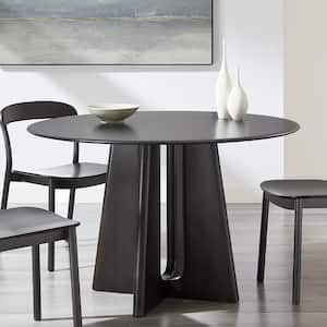 Lenor Charcoal Bamboo 48 in. Pedestal Dining Table Seats-4