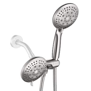 2 in. 1-5-Spray Patterns with 1.8 GPM 4.7 in. Wall Mount Fixed and Handheld Shower Head in Brushed Nickel