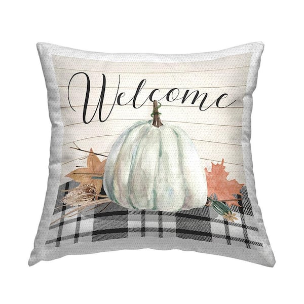 Welcome Fall Botanicals Multi-Color Square Outdoor Throw Pillow