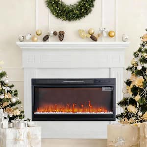 36" Modern Black Electric Fireplace Insert with Remote Control