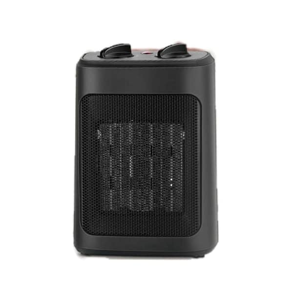 Etokfoks 6.4 in. H 1500-Watt Black Electric Tabletop Ceramic Space Heater with Adjustable Thermostat and Overheat Protection