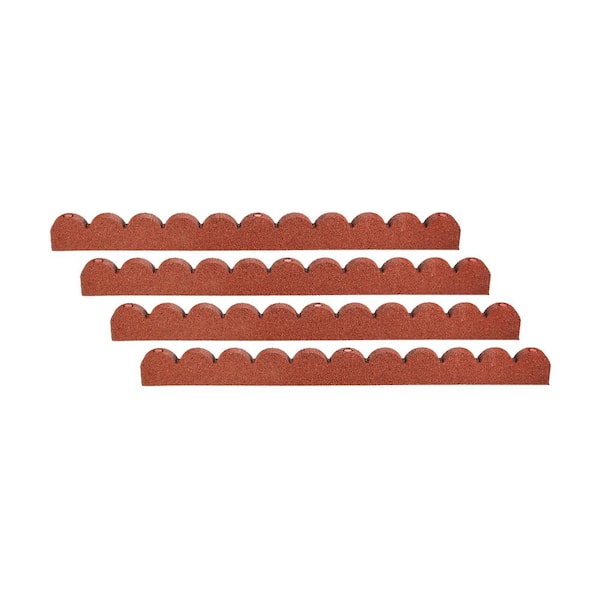 Rubberific 4 ft. Red Scalloped Rubber Landscape Edging (4-Pack)