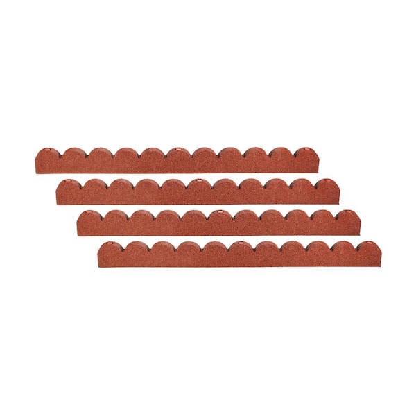 Vigoro 4 ft. Red Scalloped Rubber Landscape Edging (4-Pack)