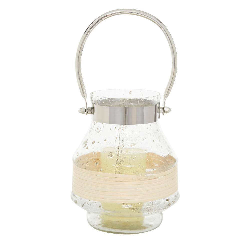 Clear Glass Hanging Candle Lantern with Metal Handle