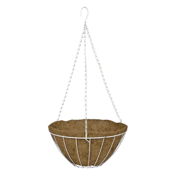 Gilbert & Bennett 12 in. White Grower's Style Metal Hanging Basket