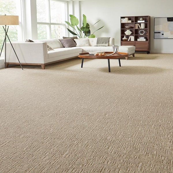 Home Decorators Collection Star of the Show Celestia Beige 37 oz. Polyester Pattern Carpet - Installation Required