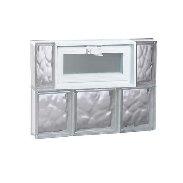 Clearly Secure 19.25 in. x 15.5 in. x 3.125 in. Frameless Wave Pattern Vented Glass Block Window