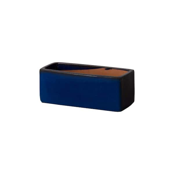 Emissary 15 in. x 6 in. Blue Ceramic Window Box