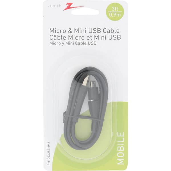 Zenith 3 ft. Braided USB A to Micro USB cable with Micro USB