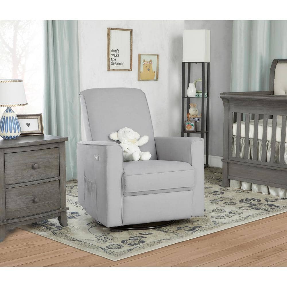 Harlow Deluxe 31" Gray Metal Swivel & Power Recliner with USB