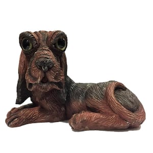 12 in. W Country Critters Buster Dark Brown Hound Dog Whimsical Home and Garden Animal Statue