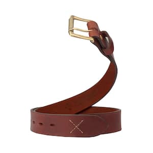 1.5 in. 34 Chestnut Full Grain Leather Heavy-Duty Work Belt with Roller Buckle for Everyday Carry