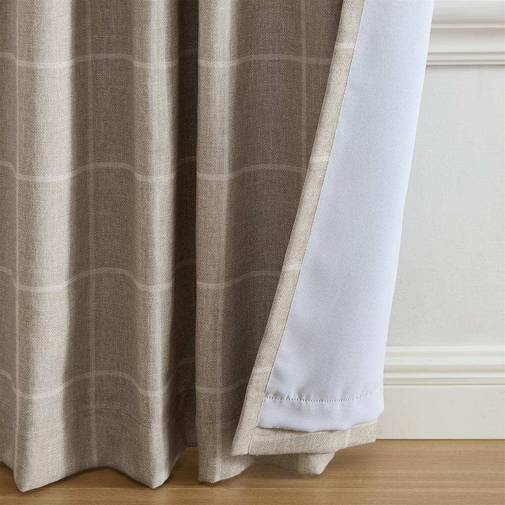 Sawyer Taupe Linen Textured Blackout Window Curtain Panel