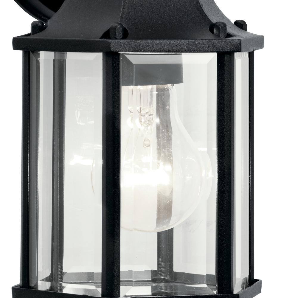 Black Traditional Outdoor Wall Lantern with Clear Glass