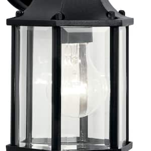 Chesapeake 10.25 in. 1-Light Black Outdoor Hardwired Wall Lantern Sconce with No Bulbs Included (1-Pack)