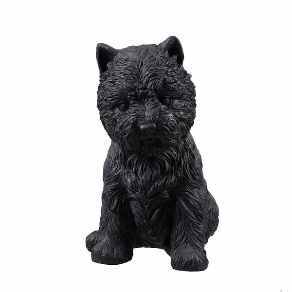HI-LINE GIFT LTD White Resin Terrier Flower Planter Black Plant Pot