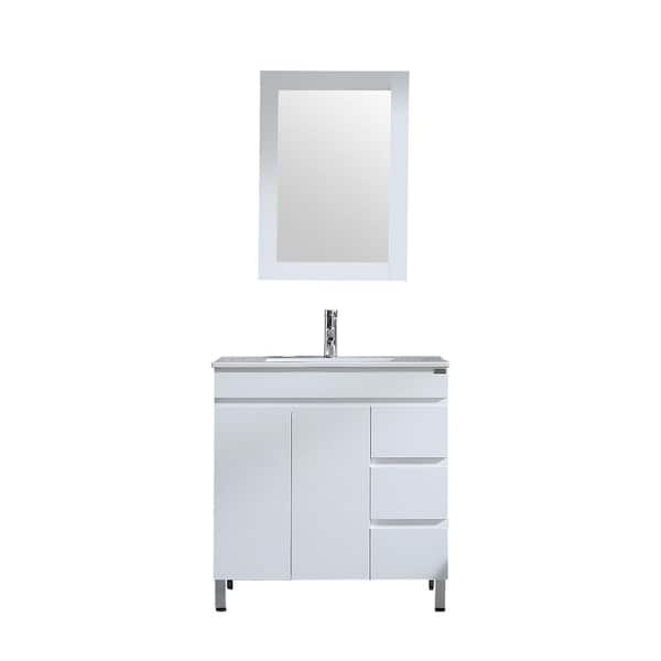 taholi 32 in. W x 18 in. D x 32 in. H Bath Vanity Cabinet without Top in White with Mirror