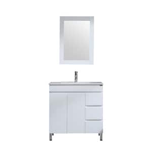 18 in. D x 32 in. H x 32. W Single Sink Bath Vanity Set in White with White Ceramic Vanity Top with White Basin