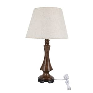 20.47 in. Brown Modern Task and Reading Plug-In Table Lamp with Cloth Shade for Bedside Reading Desk, No Bulbs Included