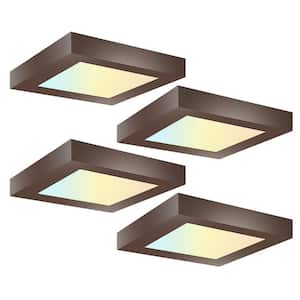 4-Pack 5.5 in. Bronze Square Color Selectable Integrated LED Flush Mount Downlight