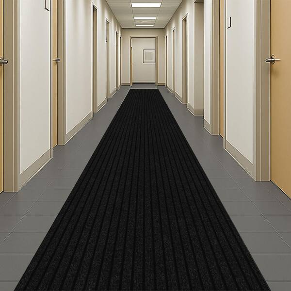 thumbnail image 2 of RSM RUGS Riviera Dark Grey Long Hall Runner – Low Pile Polypropylene, Latex Backing, Rectangle 2 of 5
