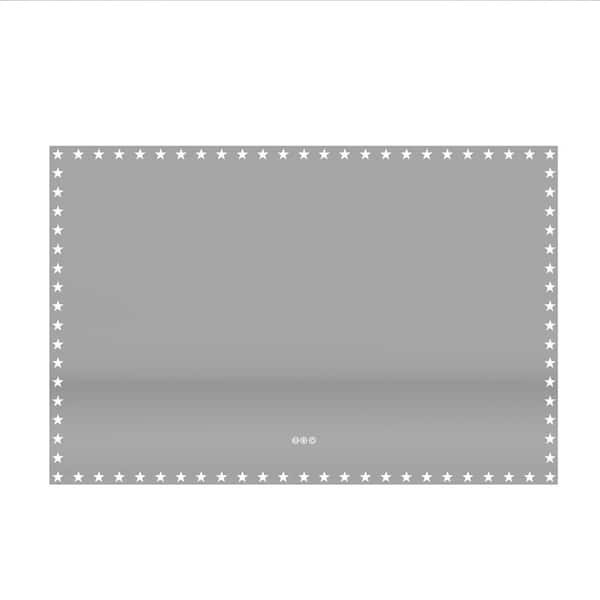 WELLFOR 60 in. W x 40 in. H Rectangular Frameless Front-Lighted and RGB Multicolor Backlit Wall Bathroom Vanity Mirror Iin White