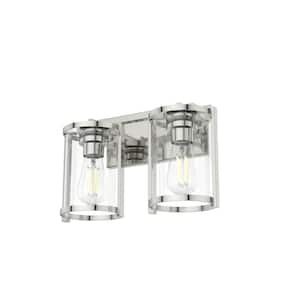 Astwood 15.5 in. 2-Light Polished Nickel Vanity Light with Clear Glass Shades