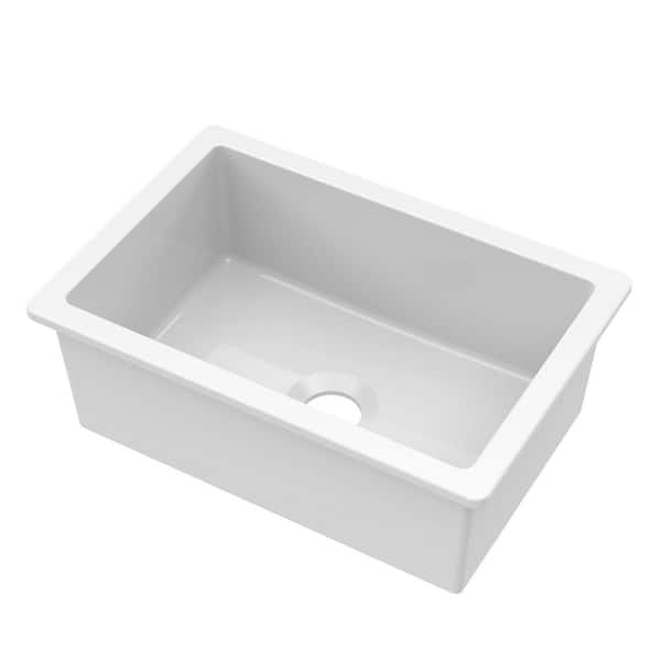 Fiamma 28 in. Undermount Single Bowl White Fireclay Kitchen Sink