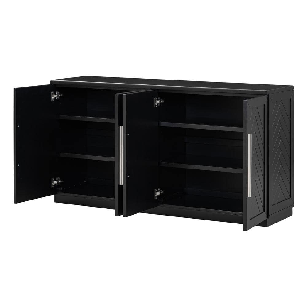 60 in. W x 16 in. D x 32 in. H Bathroom Black Linen Cabinet