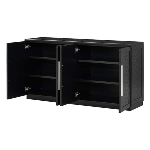 Unbranded 60 in. W x 16 in. D x 32 in. H Bathroom Black Linen Cabinet