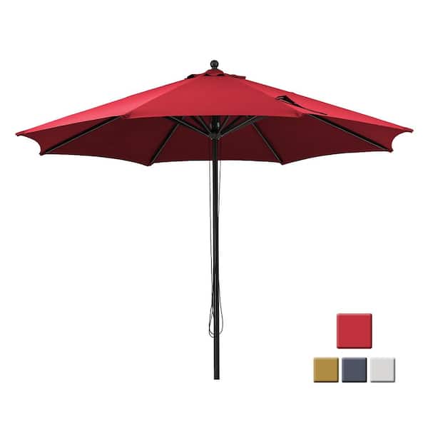 Mondawe Stable 12 ft. Aluminum Market Outdoor Patio Umbrella Table Umbrella in Red without Base