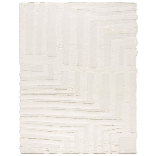 Casablanca Ivory 8 ft. x 10 ft. High-Low Geometric Area Rug