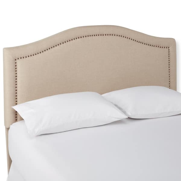 DEVON & CLAIRE Raleigh Nailhead-Trim Wheat Linen Headboard, Full/Queen